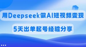佣金45%，用Deepseek做AI短视频变现，5天出单起号经验分享-兵兵资源