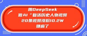 用DeepSeek做AI“复活历史人物”视频，20条视频涨粉10.2W，挣麻了-兵兵资源
