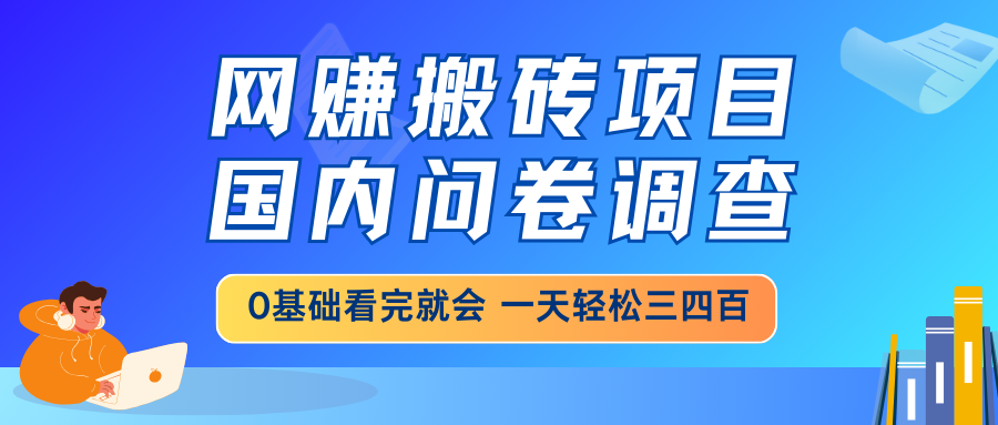 网赚搬砖项目，国内问卷调查，0基础看完就会 一天轻松三四百，靠谱副业…-兵兵资源