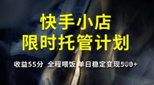 快手小店限时托管计划,收益55分,全程喂饭,单日稳定变现5张【揭秘】-兵兵资源
