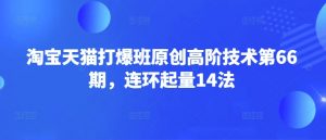 淘宝天猫打爆班原创高阶技术第66期，连环起量14法-兵兵资源