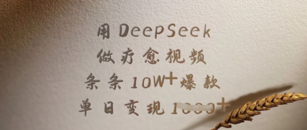 用DeepSeek做疗愈视频,条条10W+爆款,单日变现多张-兵兵资源