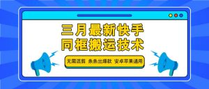 三月最新快手同框搬运技术，无需混剪 条条出爆款 安卓苹果通用-兵兵资源