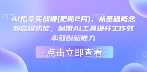 AI指令实战课(更新2月)，从基础概念到高级功能，利用AI工具提升工作效率和创新能力-兵兵资源