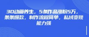 3D动画养生，5条作品涨粉5万，条条爆款，制作流程简单，私域变现能力强-兵兵资源