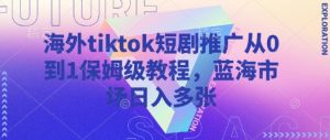 海外tiktok短剧推广从0到1保姆级教程，蓝海市场日入多张-兵兵资源