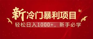 项目名称：每天一小时，轻松到手1000，冷门赚钱项目！-兵兵资源