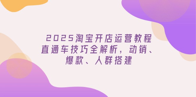 2025淘宝开店运营教程更新，直通车技巧全解析，动销、爆款、人群搭建-兵兵资源