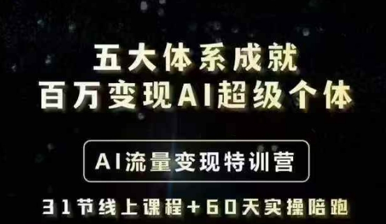 五大体系成就百万变现AI超级个体- AI流量变现特训营，一步一步教你一个人怎么年入百W-兵兵资源