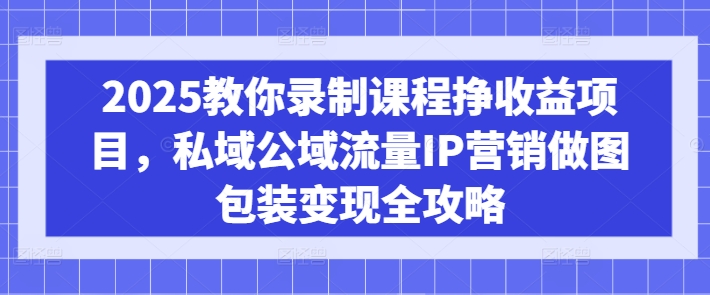 2025教你录制课程挣收益项目，私域公域流量IP营销做图包装变现全攻略-兵兵资源