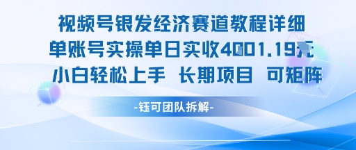 视频号银发经济赛道单账号实操单日实收1k+，小白轻松上手长期项目-兵兵资源