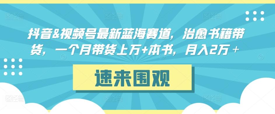 抖音&视频号最新蓝海赛道，治愈书籍带货，一个月带货上万+本书，月入2万＋【揭秘】-兵兵资源