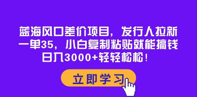 蓝海风口差价项目，发行人拉新，一单35，小白复制粘贴就能搞钱！日入30…-兵兵资源