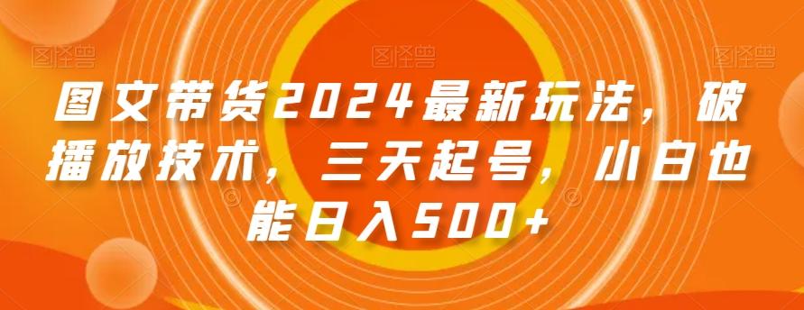 图文带货2024最新玩法，破播放技术，三天起号，小白也能日入500+【揭秘】-兵兵资源