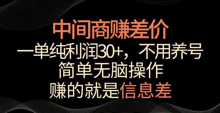 中间商赚差价，一单纯利润30+，简单无脑操作，赚的就是信息差，轻轻松松日入1000+【揭秘】-兵兵资源