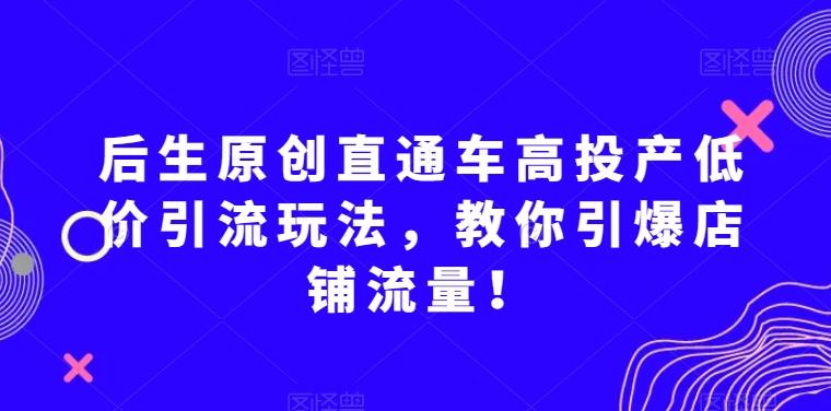 后生原创直通车高投产低价引流玩法，教你引爆店铺流量！-兵兵资源