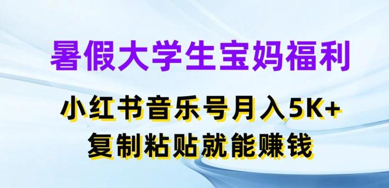 暑假大学生宝妈福利，小红书音乐号月入5000+，复制粘贴就能赚钱【揭秘】-兵兵资源