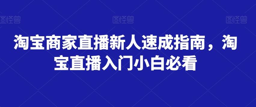淘宝商家直播新人速成指南，淘宝直播入门小白必看-兵兵资源