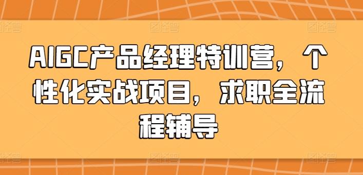 AIGC产品经理特训营，个性化实战项目，求职全流程辅导-兵兵资源