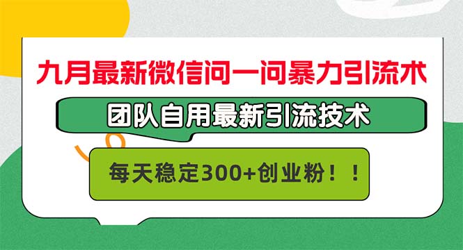九月最新微信问一问暴力引流术，团队自用引流术，每天稳定300+创...-兵兵资源