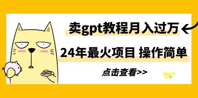 24年最火项目，卖gpt教程月入过万，操作简单-兵兵资源
