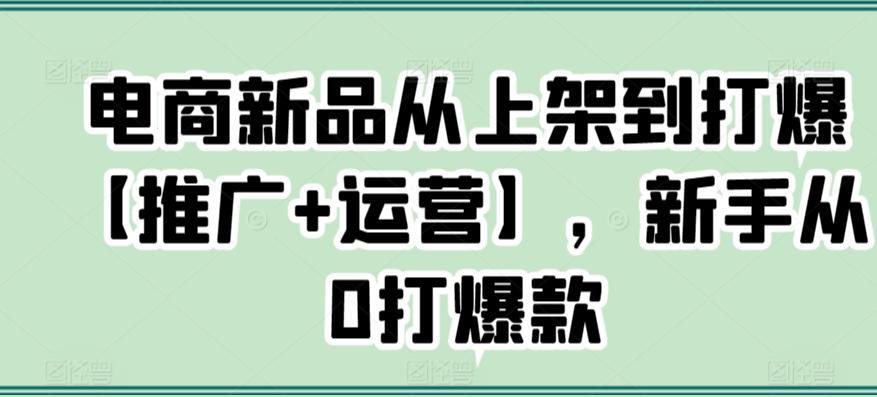 电商新品从上架到打爆【推广+运营】，新手从0打爆款-兵兵资源