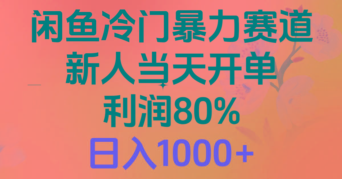 2024闲鱼冷门暴力赛道，新人当天开单，利润80%，日入1000+-兵兵资源
