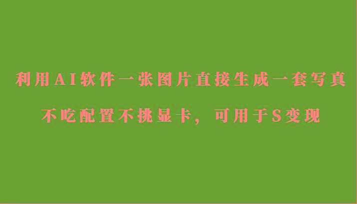 利用AI软件只需一张图片直接生成一套写真，不吃配置不挑显卡，可用于S变现-兵兵资源