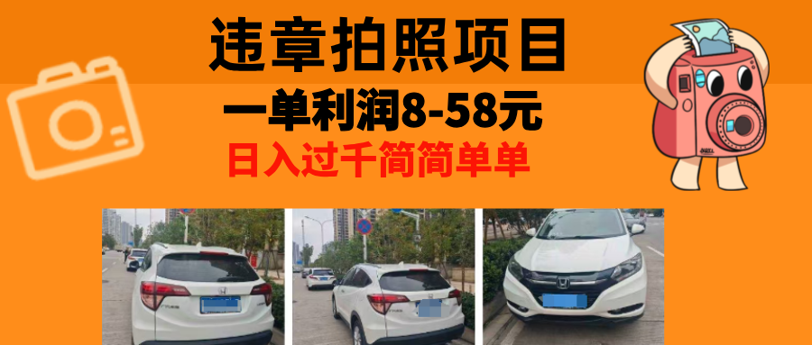 最强副业，违章拍照，一单利润8-58元，全国大小城市都可做-兵兵资源