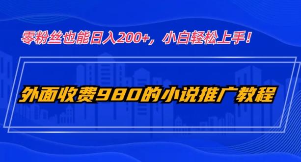外面收费980的小说推广教程：零粉丝也能日入200+，小白轻松上手！-兵兵资源