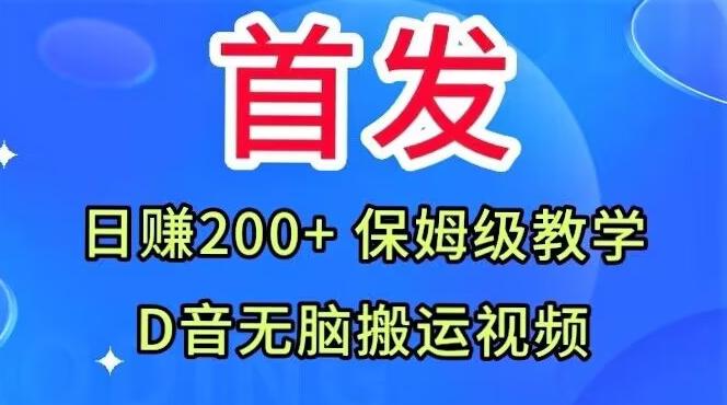 首发，抖音无脑搬运视频，日赚200+保姆级教学【揭秘】-兵兵资源