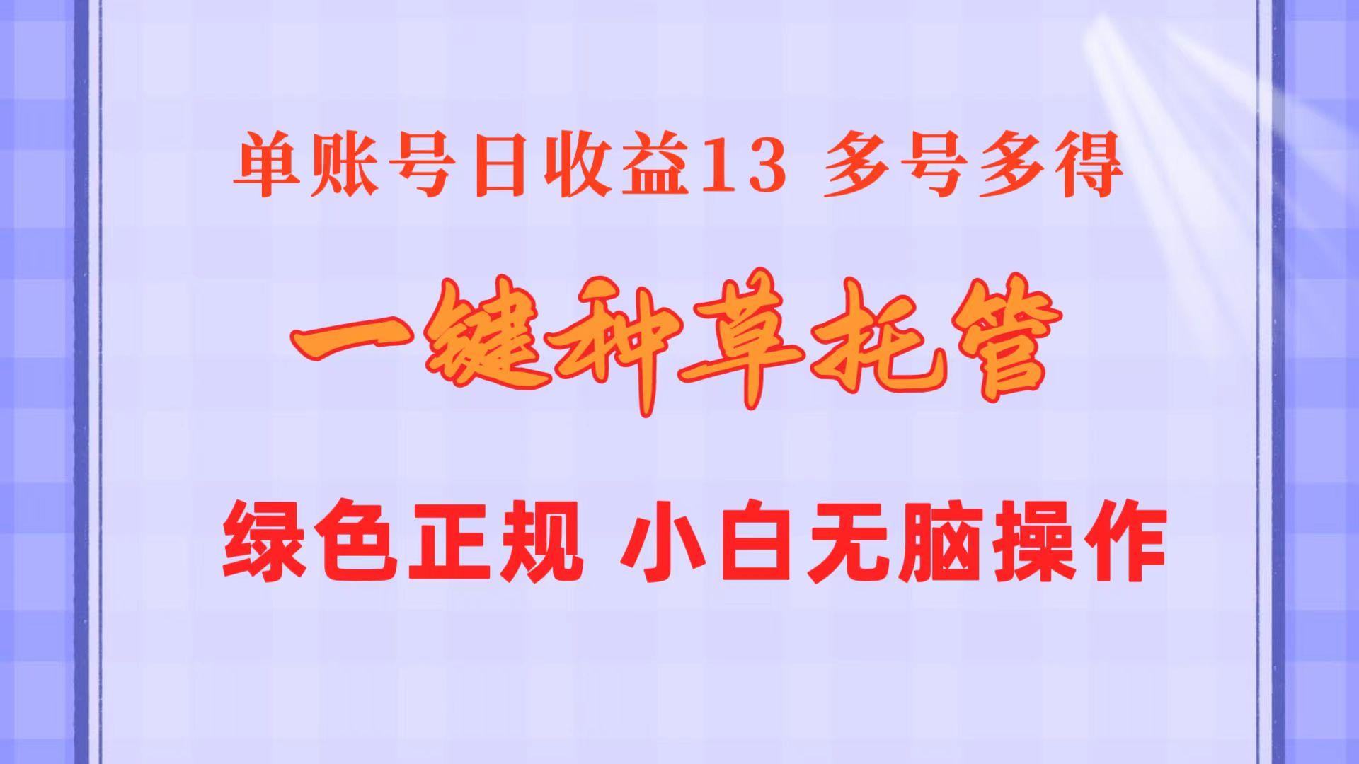 一键种草托管 单账号日收益13元  10个账号一天130  绿色稳定 可无限推广-兵兵资源