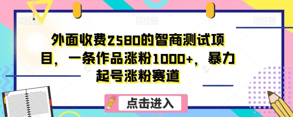 外面收费2580的智商测试项目，一条作品涨粉1000+，暴力起号涨粉赛道【揭秘】-兵兵资源