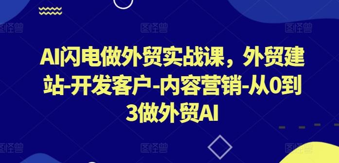 AI闪电做外贸实战课，​外贸建站-开发客户-内容营销-从0到3做外贸AI-兵兵资源
