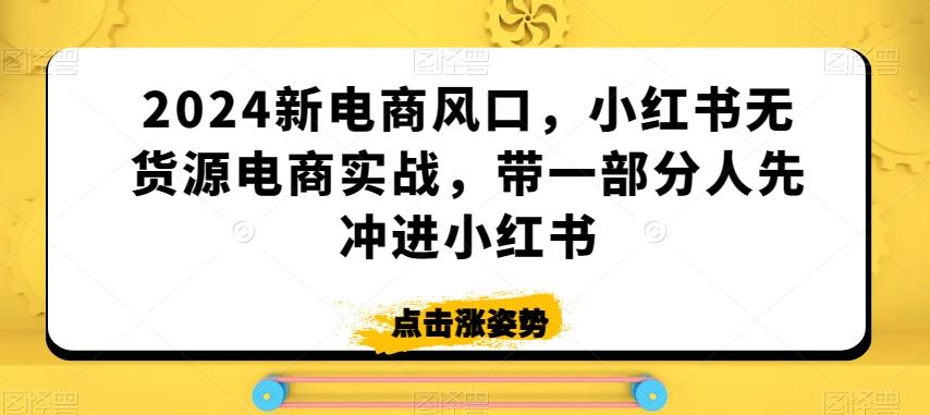 2024新电商风口，小红书无货源电商实战，带一部分人先冲进小红书-兵兵资源