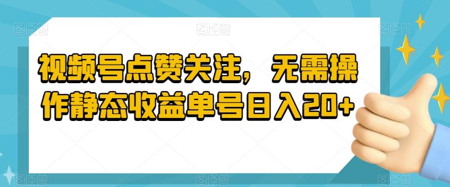 视频号点赞关注，无需操作静态收益单号日入20+-兵兵资源
