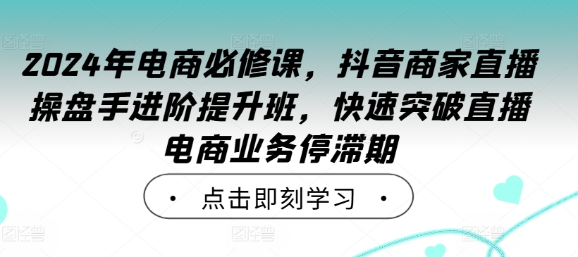 2024年电商必修课，抖音商家直播操盘手进阶提升班，快速突破直播电商业务停滞期-兵兵资源