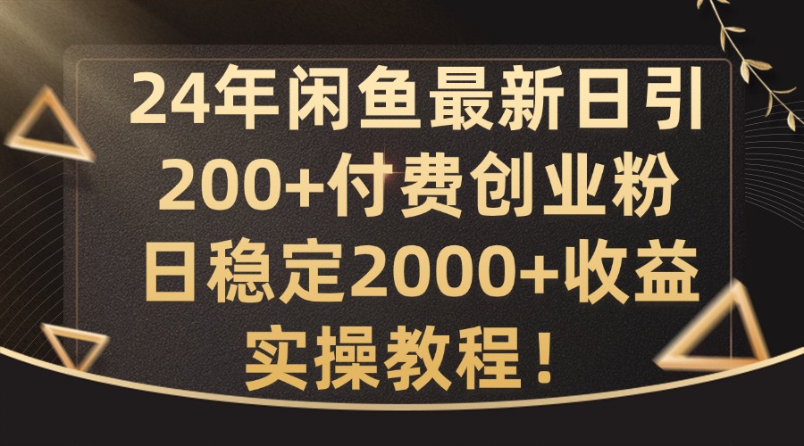 24年闲鱼最新日引200+付费创业粉日稳2000+收益，实操教程【揭秘】-兵兵资源