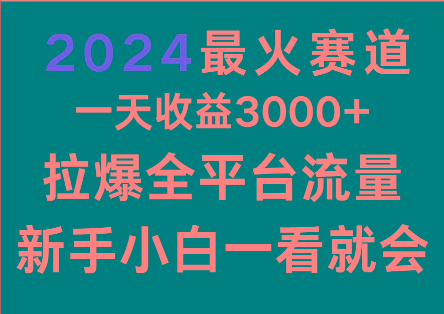 2024最火赛道，一天收一3000+.拉爆全平台流量，新手小白一看就会-兵兵资源
