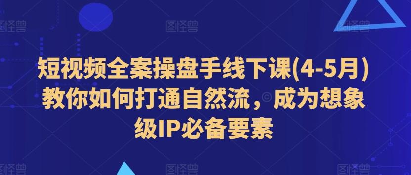 短视频全案操盘手线下课(4-5月)教你如何打通自然流，成为想象级IP必备要素-兵兵资源