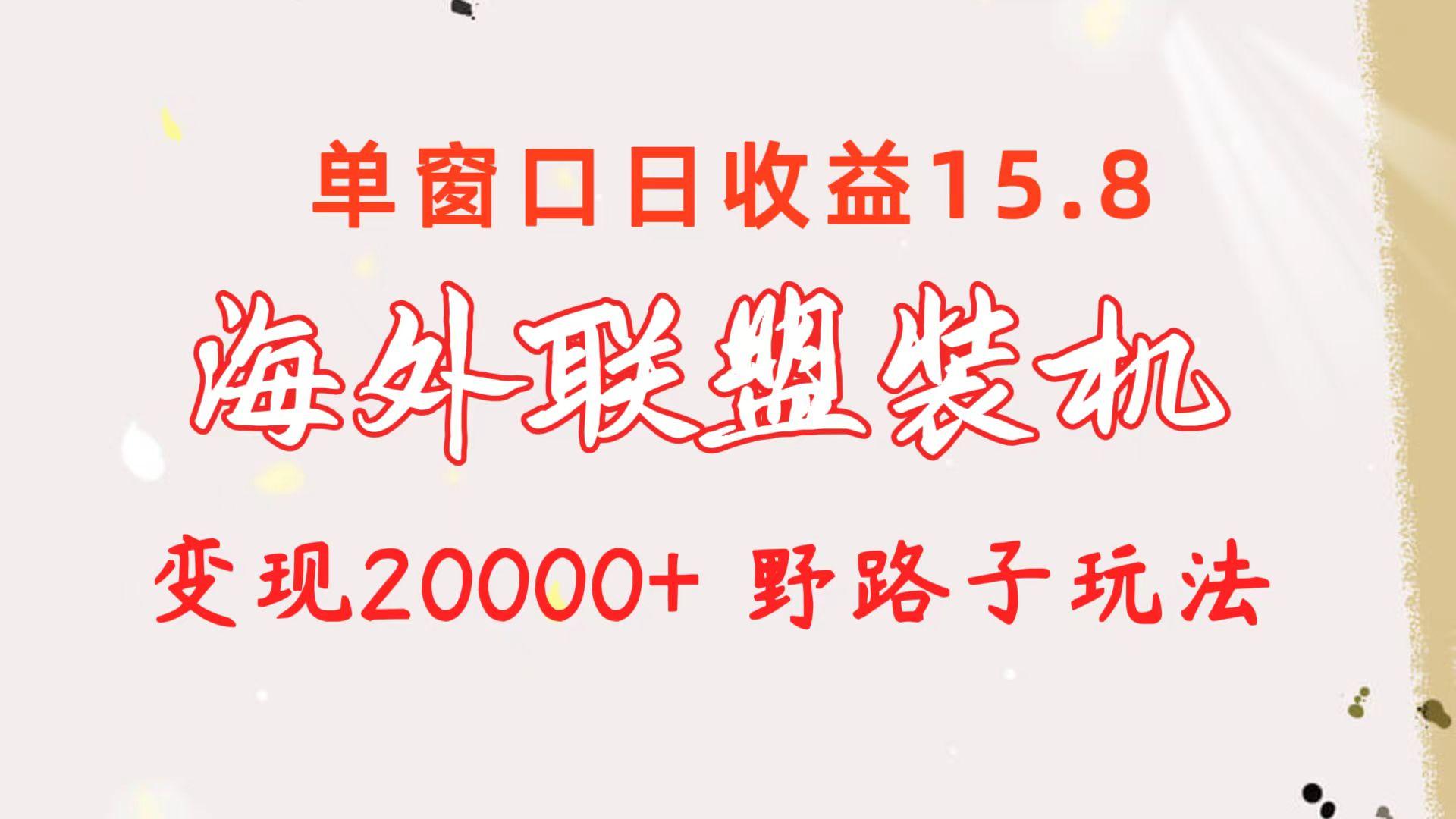 海外联盟装机 单窗口日收益15.8  变现20000+ 野路子玩法-兵兵资源