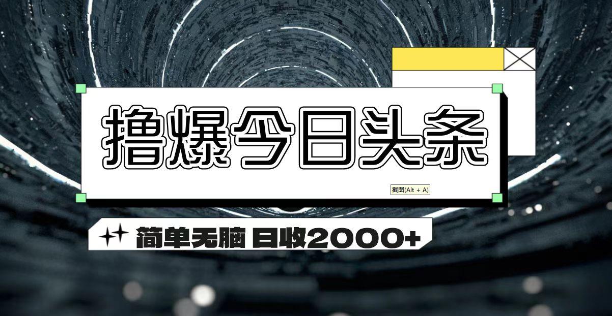 撸爆今日头条 简单无脑操作 日收2000+-兵兵资源