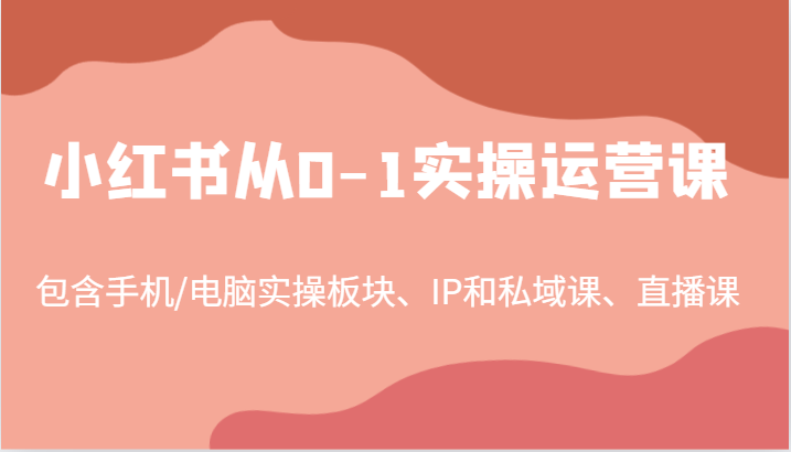 小红书从0-1实操运营课，包含手机/电脑实操板块、IP和私域课、直播课(97节)-兵兵资源