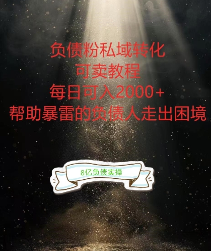 负债粉掘金计划，帮助负债者解决问题，债务规划，债务重组，最好的变现方式【揭秘】-兵兵资源