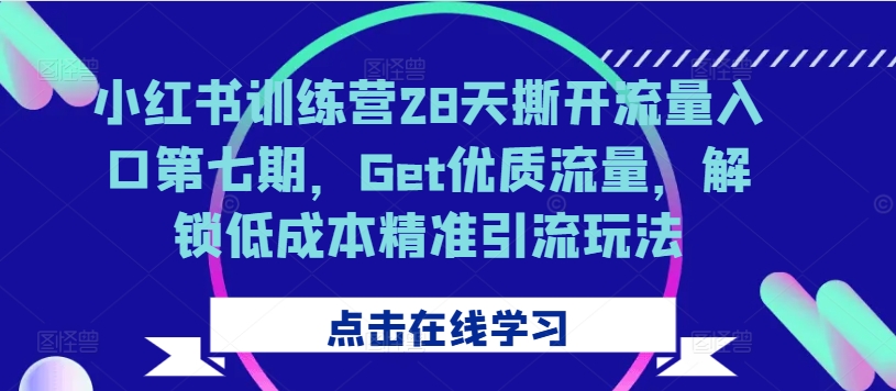 小红书训练营28天撕开流量入口第七期，Get优质流量，解锁低成本精准引流玩法-兵兵资源