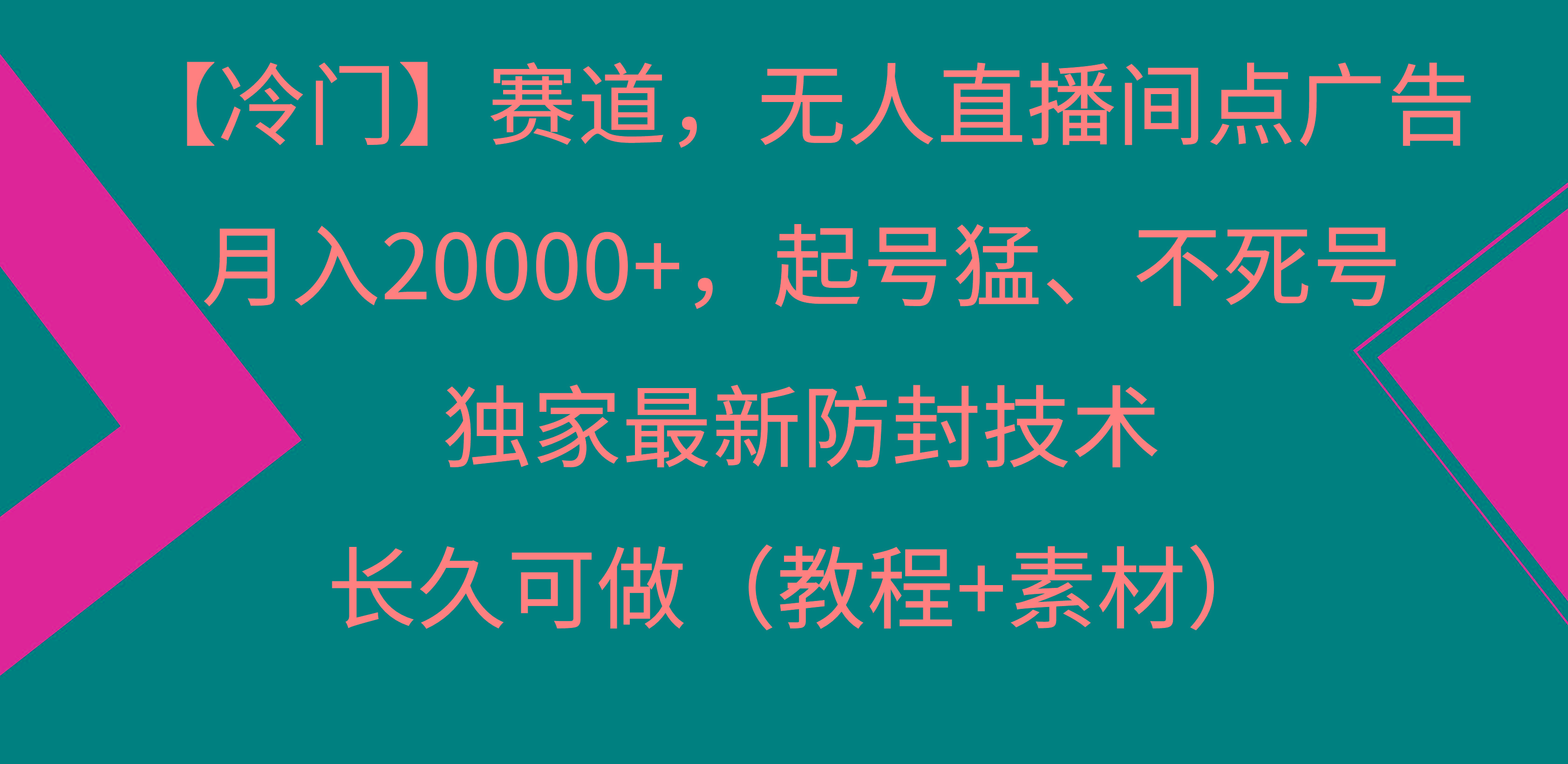 【冷门】赛道，无人直播间点广告，月入20000+，起号猛、不死号，独家最…-兵兵资源