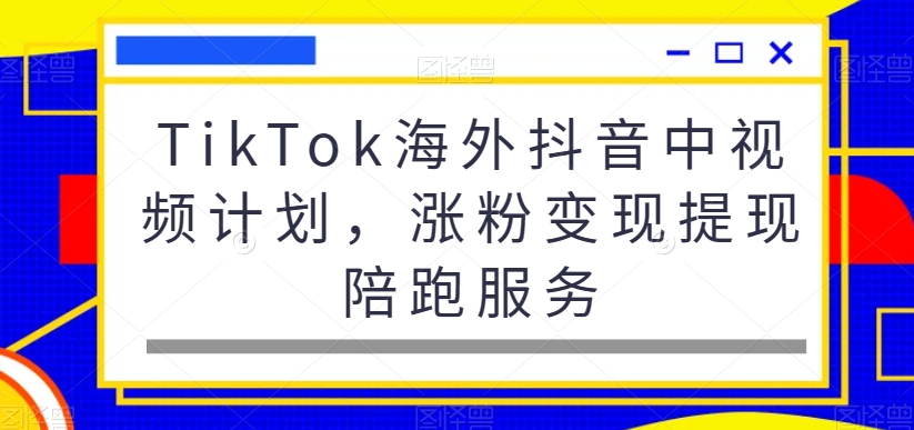 TikTok海外抖音中视频计划，涨粉变现提现陪跑服务-兵兵资源
