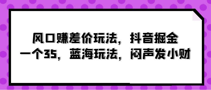(10022期)风口赚差价玩法，抖音掘金，一个35，蓝海玩法，闷声发小财-兵兵资源