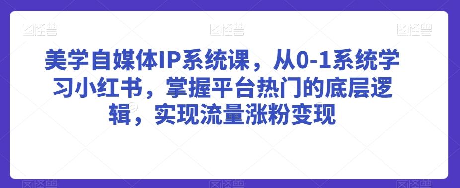 美学自媒体IP系统课，从0-1系统学习小红书，掌握平台热门的底层逻辑，实现流量涨粉变现-兵兵资源
