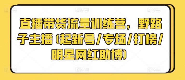 直播带货流量训练营，野路子主播(起新号/专场/打榜/明星网红助博)-兵兵资源